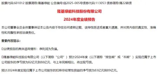 转亏，“光伏茅”预亏超80亿元！预警，又一股或被“戴帽”！